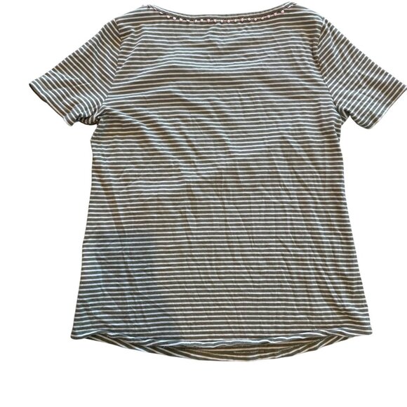 Talbots Womens Striped Scoop Neck Short Sleeve T-Shirt Medium Pima Cotton - Picture 4 of 6